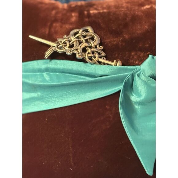 Silver Toned Celtic Knot Metal Viking Filigree Hair Slide Stick Clip Barrette - Picture 3 of 6